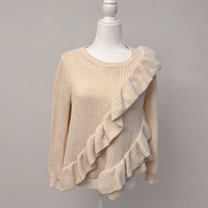 H & M Cream ruffle sweater.
